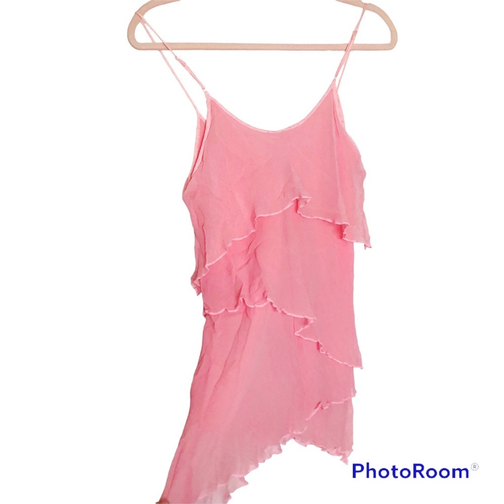 Vintage y2k pink silk tiered babydoll camisole Shirley of Hollywood top